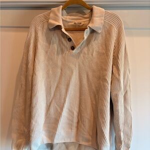 Madewell Cream Knit Polo Sweater